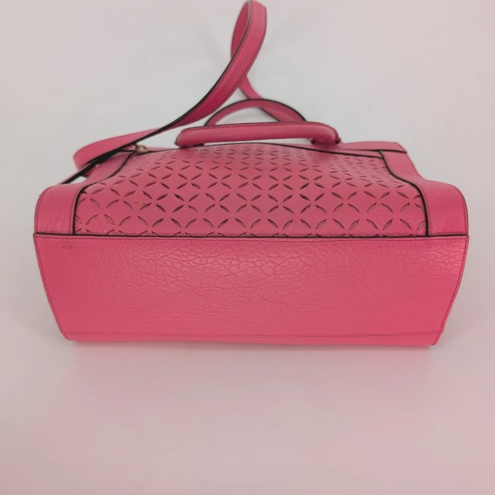 Kate Spade Perri Lane Romy Satchel‎ Medium Pink Leather Laser Cut Preppy Luxury